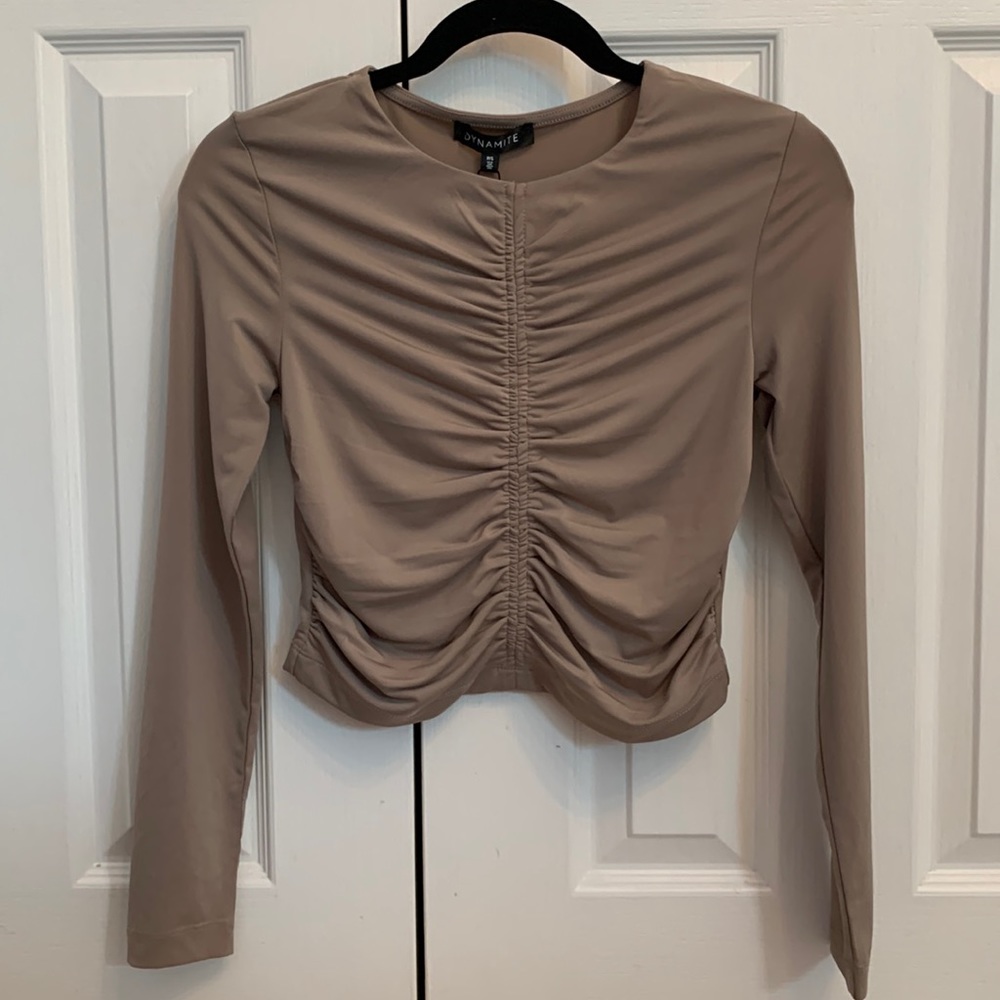 Dynamite Shirred Front Crop Top